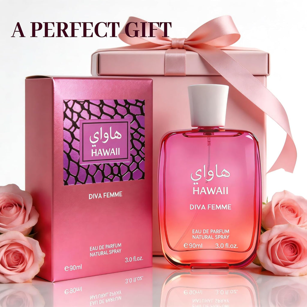 A CENTER Hawaii Diva Femme Women's Eau de Parfum 3.0 Fl Oz Floral Fruity Cologne Rose Musk Scent Gift for Her
