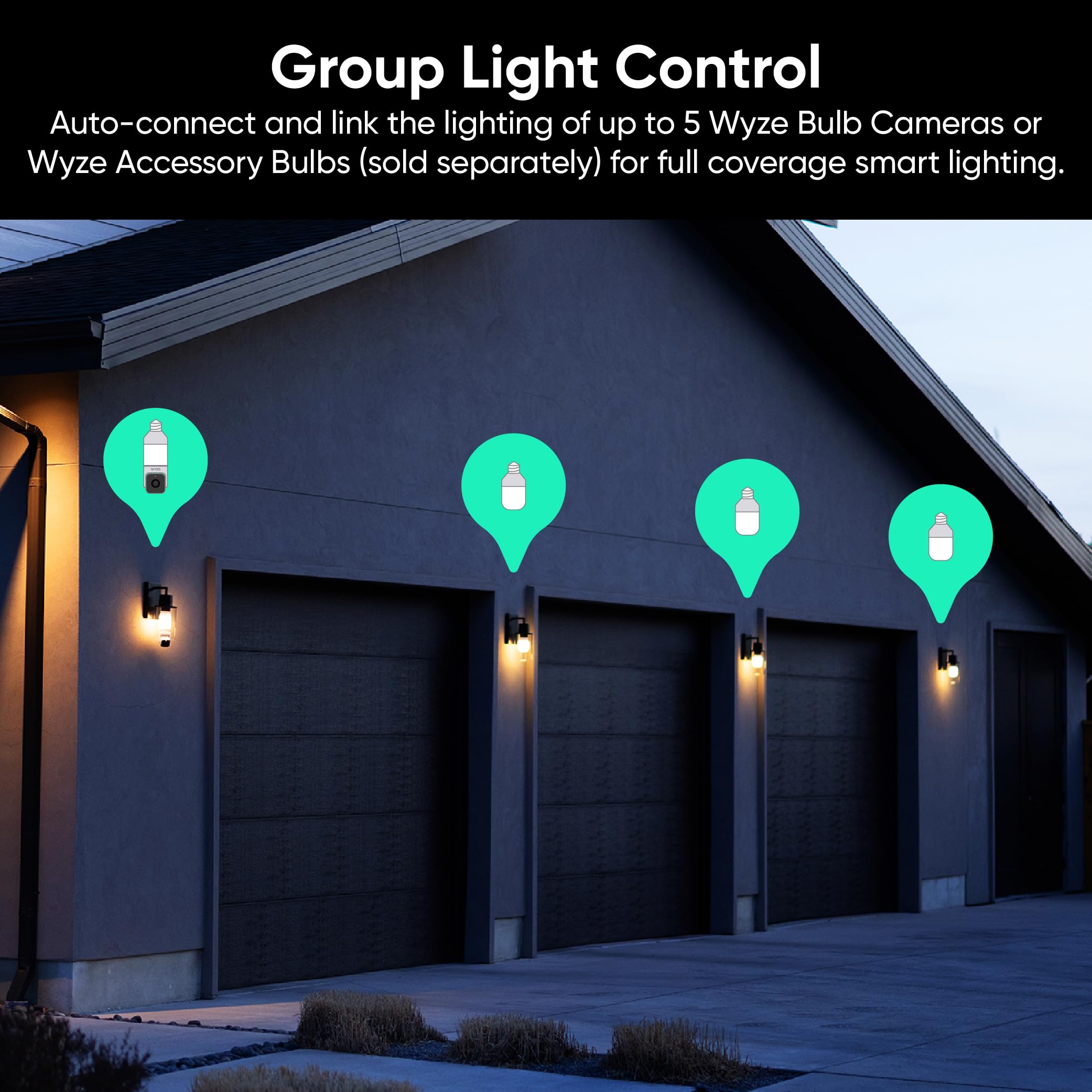 WYZE Bulb Cam - 2K HD Smart Light Bulb Security Camera with Color Night Vision, 800-Lumen Dimmable LED, 160° Wide View, Motion Detection & Siren, E26 Socket, Alexa/Google/IFTTT