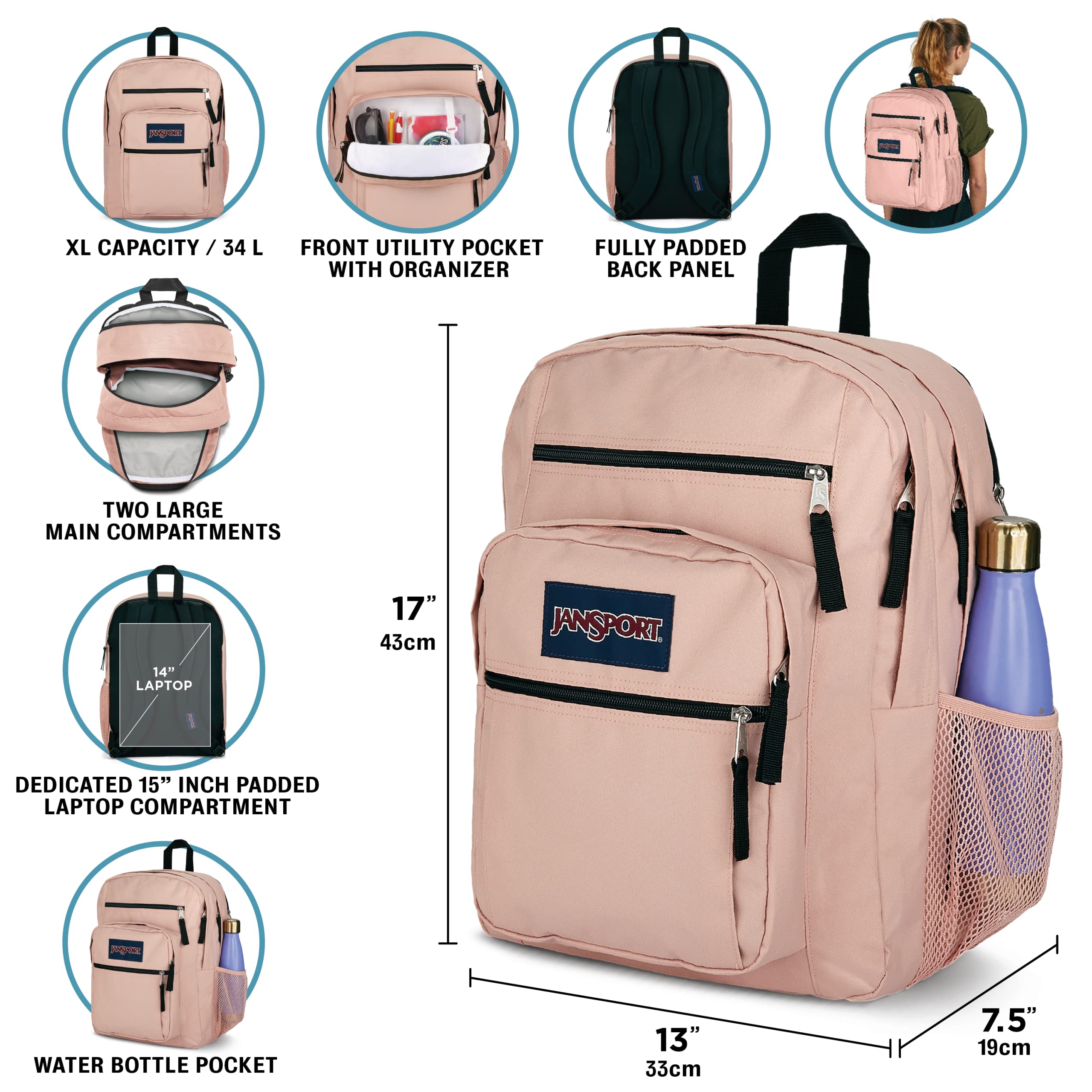 JanSport Laptop Backpack - Computer Bag with 2 Compartments, Ergonomic Shoulder Straps, 15” Laptop Sleeve, Haul Handle - Very Jelly